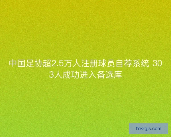 中国足协超2.5万人注册球员自荐系统 303人成功进入备选库