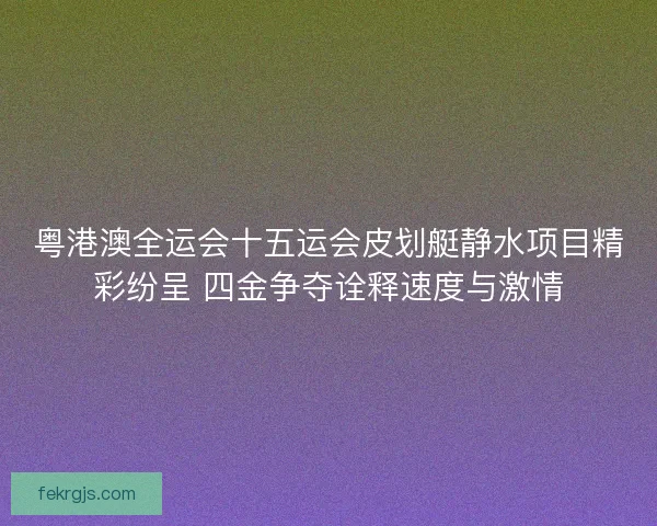 粤港澳全运会十五运会皮划艇静水项目精彩纷呈 四金争夺诠释速度与激情